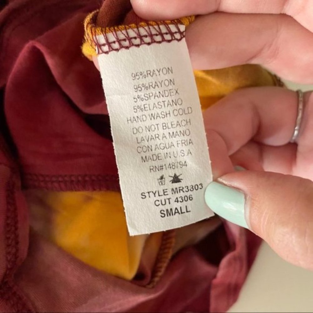 CY Fashion | Tie Dye Strappy Spaghetti Strap Romper Mustard Burgundy Soft Small - Picture 11 of 12